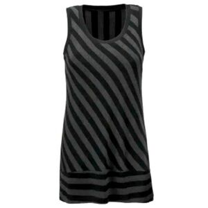 CAbi #3630 Align Tank Tunic Top Black Charcoal Striped Print Size Small